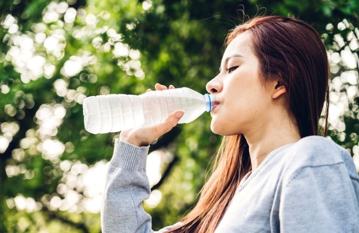 woman drinking water