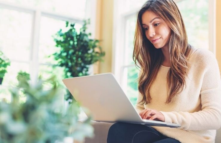 woman using laptop