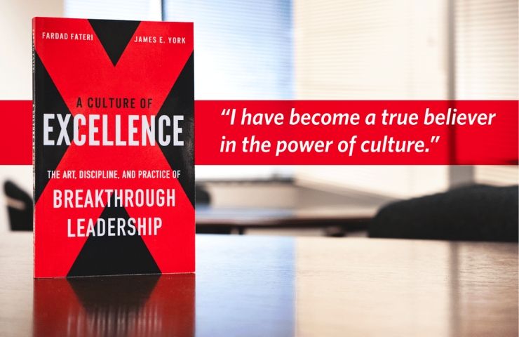 A culture of excellence book being displayed