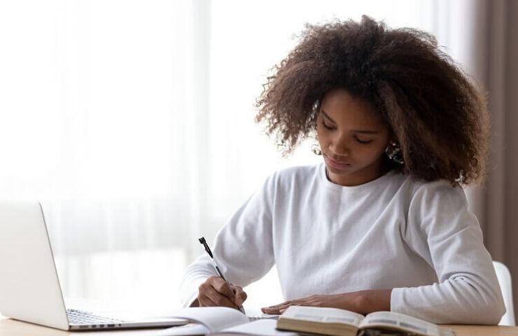 woman working on laptop